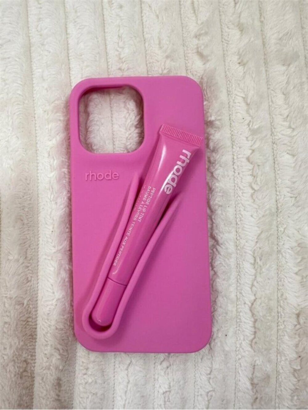 RHODE Silicone Lipgloss Phone Case IPhone 15 pro max + Lip Gloss Bundle NEW
